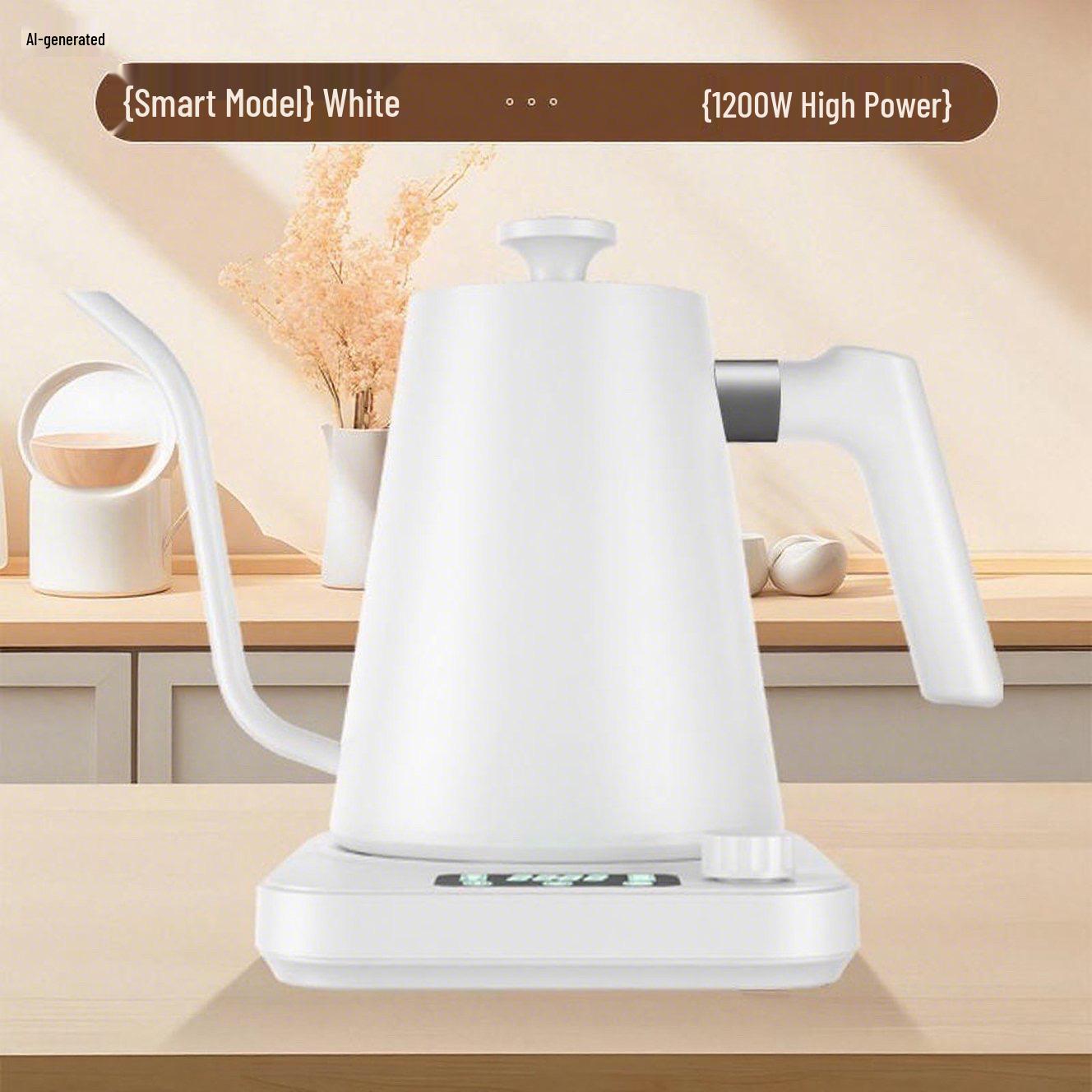 1200W Adjustable Temperature Gooseneck Electric Kettle with Temperature Control and Household Insulation AU Plug белый