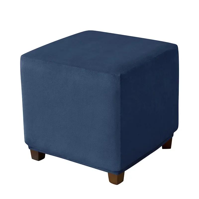 1PC Thick Velvet Square Ottoman Covers Stretch Footstool Cover Bench Stool Cover Washable Furniture Protector Stool Covers S/M/L