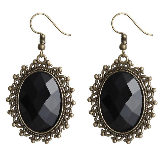Retro European-American Metal Gem Pendant Earrings - Classic Hot Selling Style