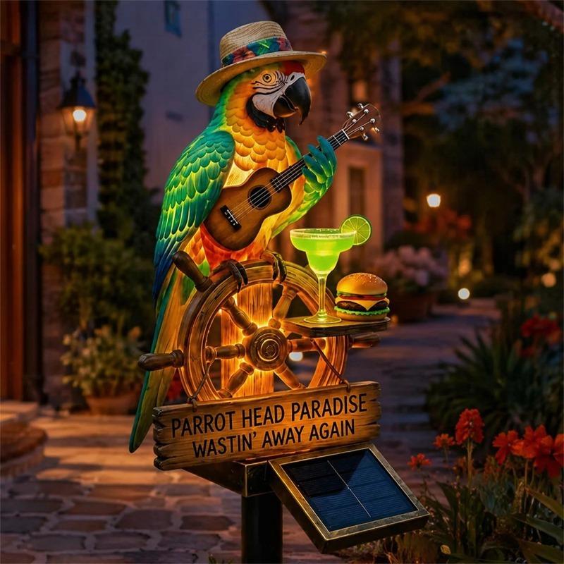 Solar-Powered Outdoor Parrot Stake Light Resin Waterproof Led Parrot Ornament Lamp Decorative for Lawn Backyard Party