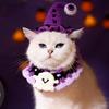Halloween Pet Pumpkin Hat Ghost Collar Set Adjustable Gothic Themed Outfit for Cats Small Dogs Knitted Costume Accessories