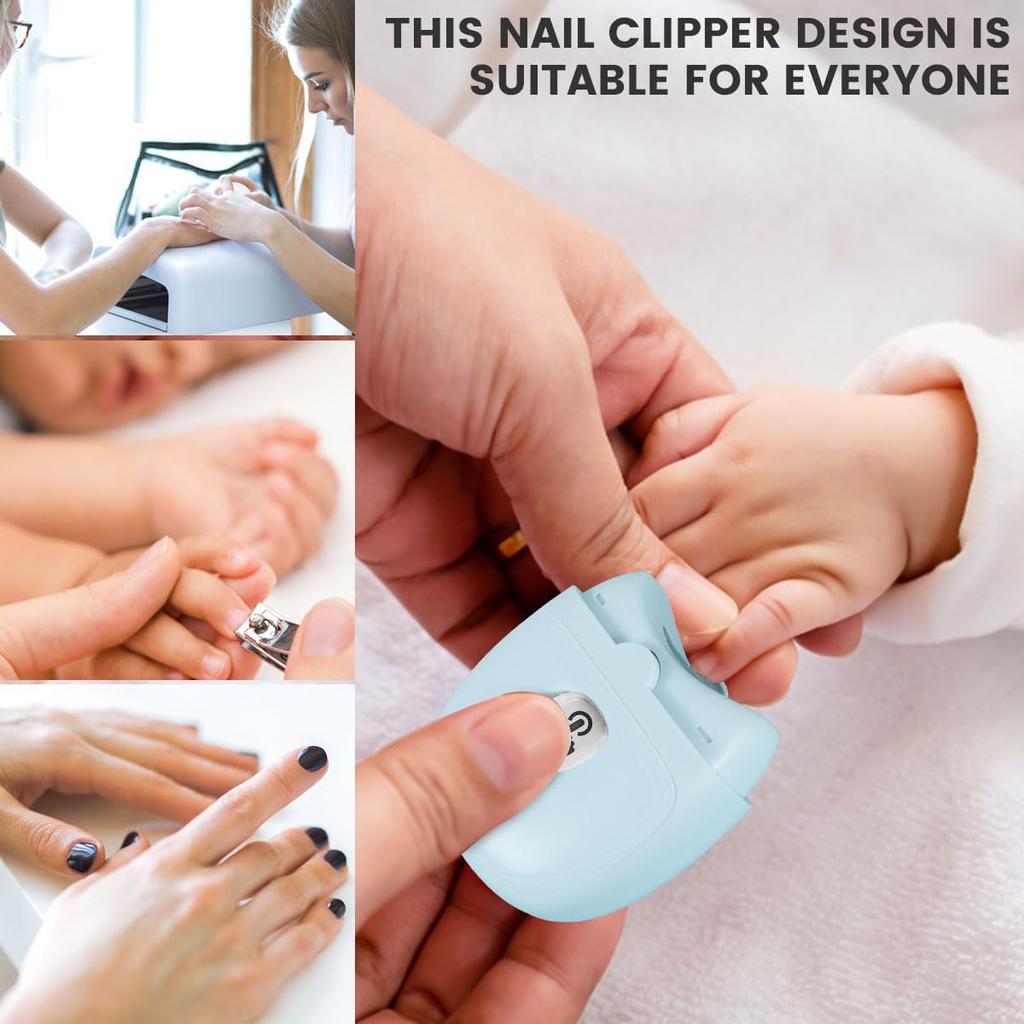 Electric Automatic Nail Clipper Automatic Fingernail Cutter with Nail Scraps Storage 300mAh USB Rechargeable Safety Fingernail Trimmer with LED Light