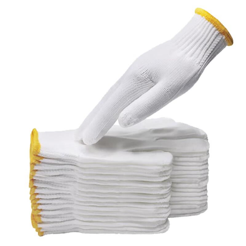 Baumwollgarn-Handschuhe, 12 Paar/Packung, Verdickte rutschfeste verschleißfeste Arbeitshandschuhe, Handgefertigt 10-Nadel, Hochwertiges Polyester, Einheitsgröße