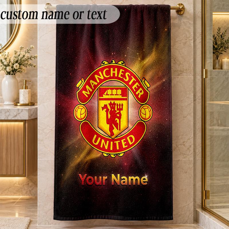 Beach TowelManchester United Custom Name Text Personalized Soft Towel for Beach Pool Indoor Home Decor Gift