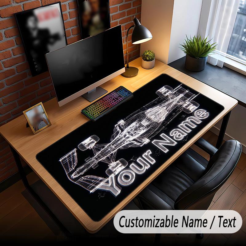 Auto-Rennsport-Thema Benutzerdefiniertes Mauspadd Personalisiert mit Namens-Text Angepasste Schreibtischmatte für Büro Heimdekoration