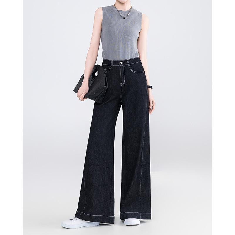 

Джинсы деним оригинального цвета с широкими штанинами для женщин, свободные и стройнящие, новый весенний стиль, варёные, с высокой талией, ретро, брюки в пол 3XL