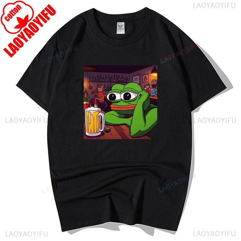 

Грустная лягушка ПЕПЕ Забавные графические футболки Летняя одежда для мужчин Высококачественный хлопок Футболки с коротким рукавом Юмор Camisetas Hombre 4XL