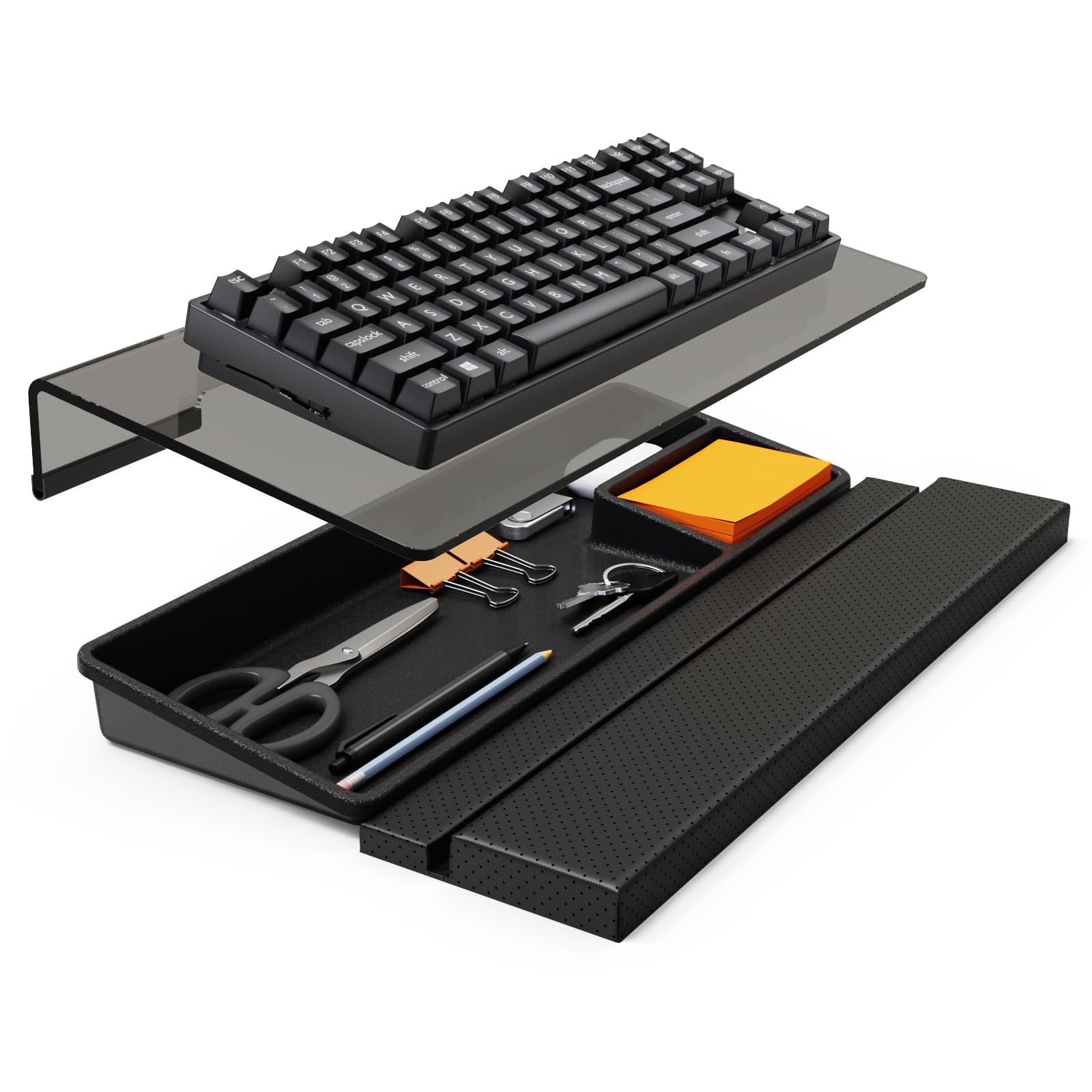 

Roborobin Keyboard Computer Storage Tray Wrist 3 Level Height Ideal for Increased Ergonomic Stress Desk Magic Storage Compatible Stand, & Rest,