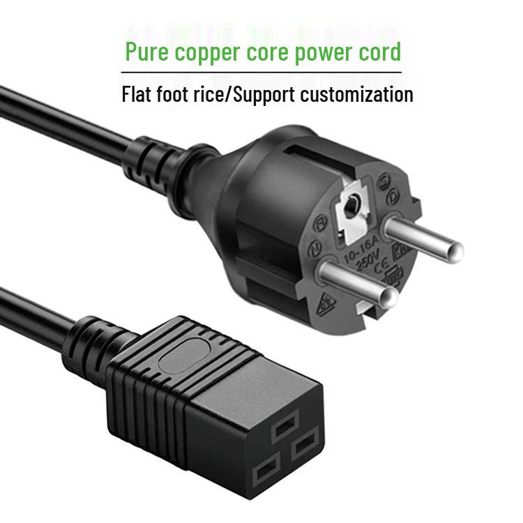 European Standard Pure Copper C19 PDU Server 3-Hole Core Power Cord, 1.5/2.5 Flat, 1.5m for Industrial Computer