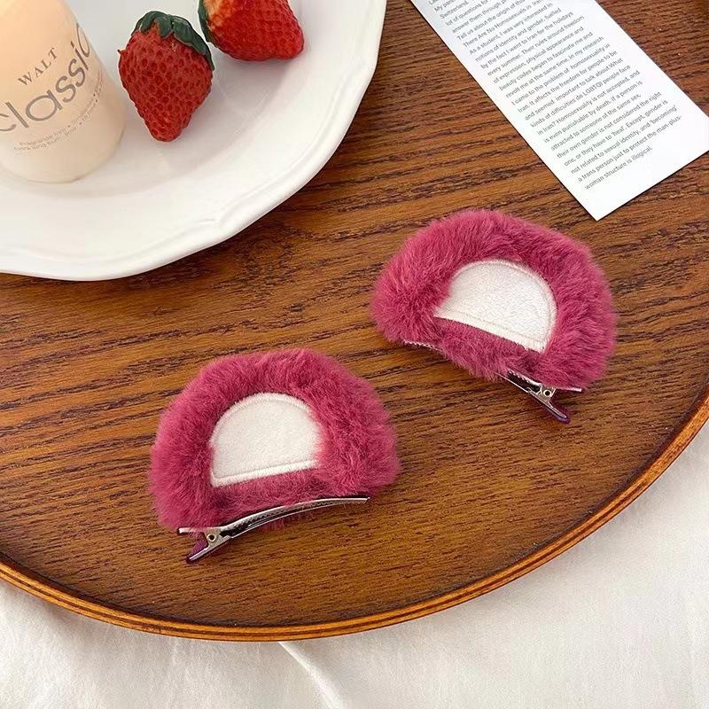 Strawberry Bear Plush Headband Female Autumn And Winter Face Wash Pressure Hair Non-Slip Hairpin Year Cat Ear Headband