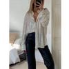 Women Sequined Shirt Sparkling Sequin Embellished Lapel Detail Blouse Long Sleeve Buttons Placket Sexy Party Blouse Shirt