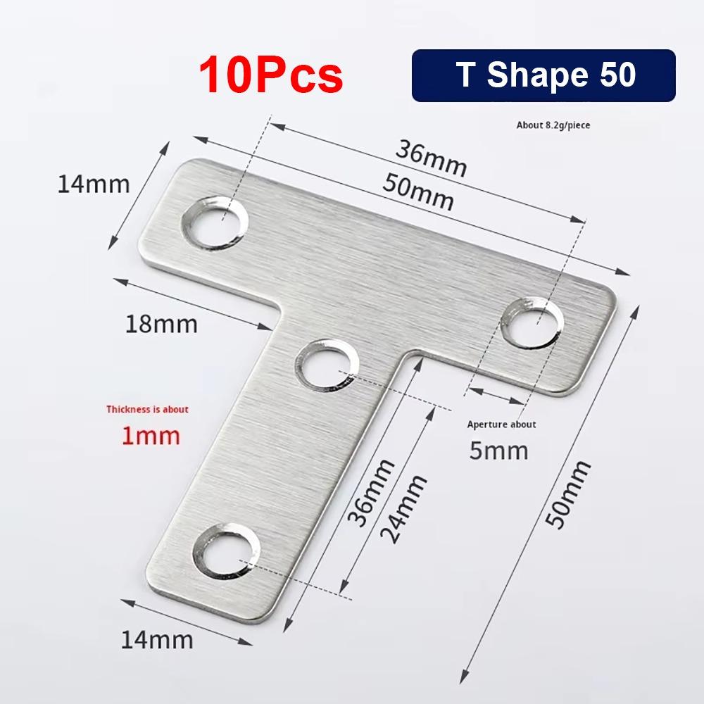 

10 шт. Угловой кронштейн под прямым углом 90° Плоский крепеж Угловой кронштейн Аппаратный аксессуар 10Pcs T 50mm