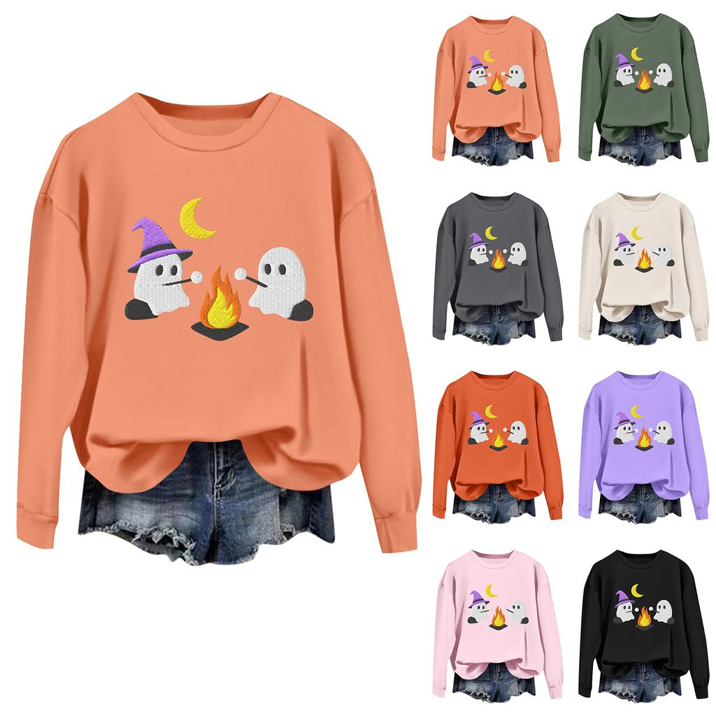 Damen Oberteile Damen Langarm Sweatshirt Lässig Rundhals Locker Geschnitten Pullover Fleece Oberteile