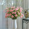 Carnation Silk Flower Bouquet with Vase - Artificial Floral Arrangement for Home Decor