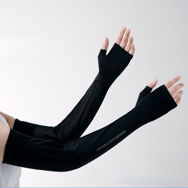 

Sunscreen Ice Sleeves for Women In Summer Half Finger Outdoors Extended UV Fast Drying Breathable Ice Silk Mesh Sleeve one size