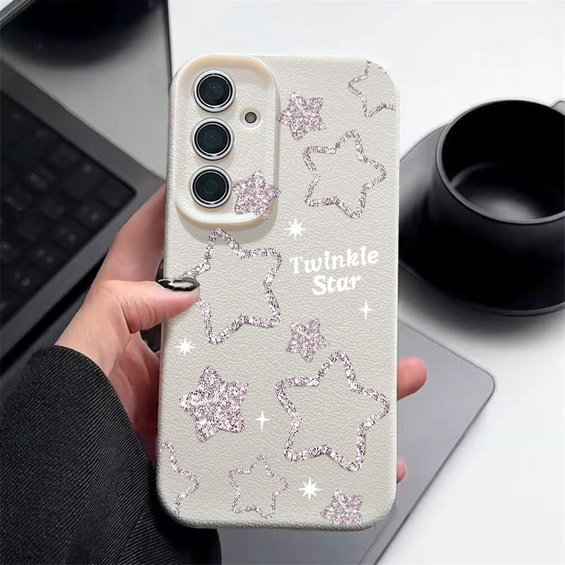 Creative Starry Stars Print Case For Samsung A57 A37 A17 A56 A36 A16 A55 A35 A15 A54 5G S21 FE S22 S23 S24 Plus S25 S26 Ultra Leather Texture Cover