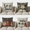 Home Decor Let It Snow Christmas Starry Tree Throw Pillow Pattern Cushion Cover Suitable For Sofa Bedroom Car Pillow Cover