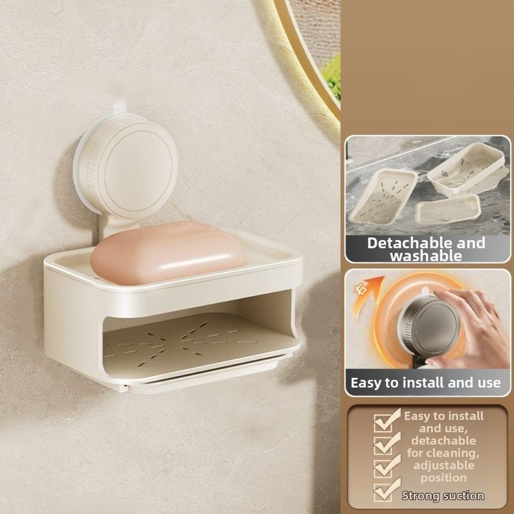 Detachable Suction Cup Soap Dish Space Saving Soap Drain Box Soap Sponge Storage Rack  Household