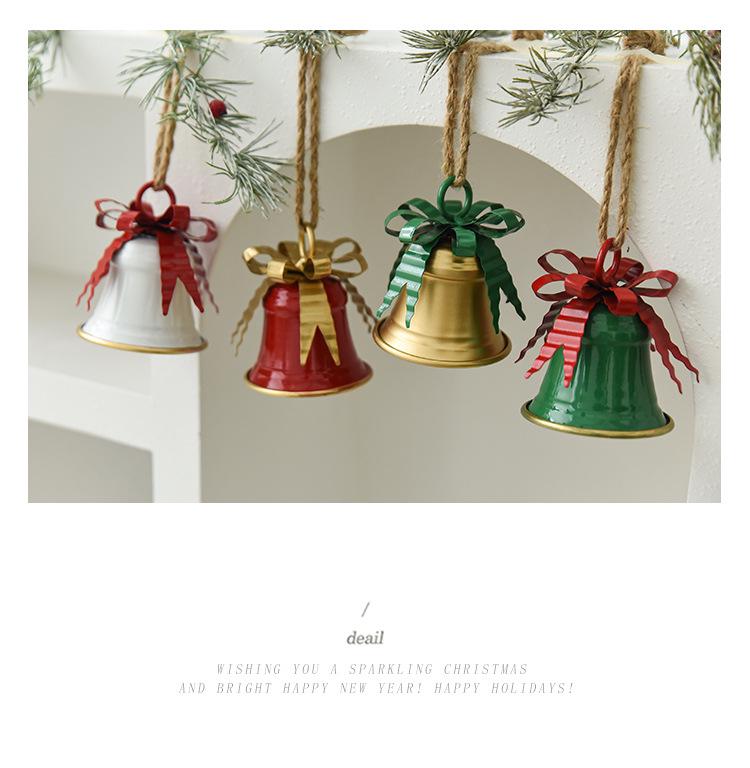 Iron Art Bell with 3D Bow & Hemp Rope - Christmas Tree Ornament & Home Decoration