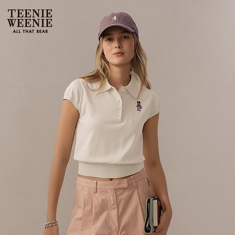 Teenie Weenie Women's Short Sleeve Polo Knit Top