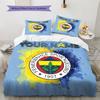 Personalizowana pościel z imieniem i herbem Fenerbahçe, Zestaw kołdry, Poszewka na kołdrę, Poszewka na poduszkę, Domowy prezent urodzinowy (1 * poszwa na kołdrę + 2 * poszewki na poduszki, bez rdzenia)