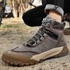 Men's Waterproof Genuine Leather High-top Hiking Shoes - Anti-slip, Warm, Plus Velvet, Thick Sole