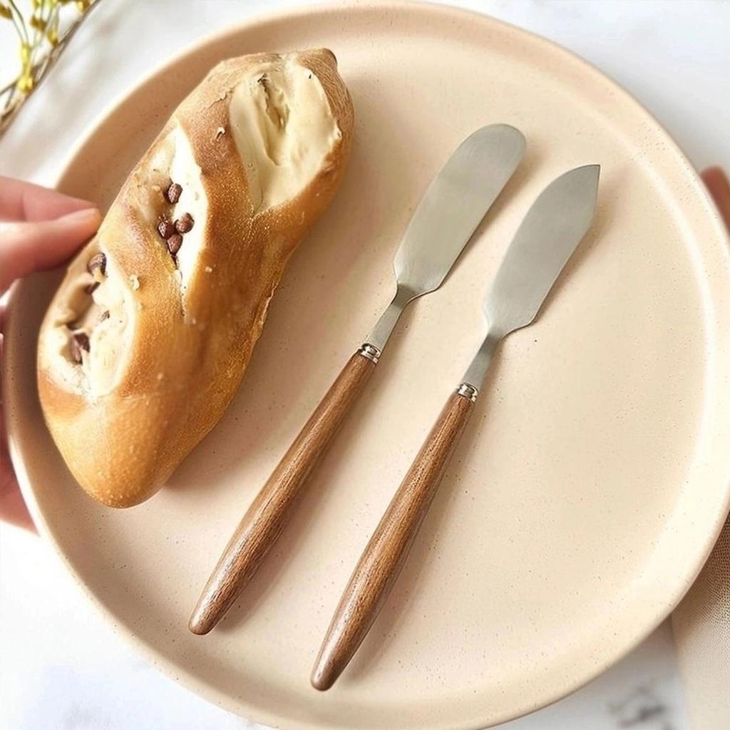 304 Stainless Steel Butter Knife With Wooden Handle Jam Spatula Long Handle Cheese Butter Spreader Kitchen Baking Tools