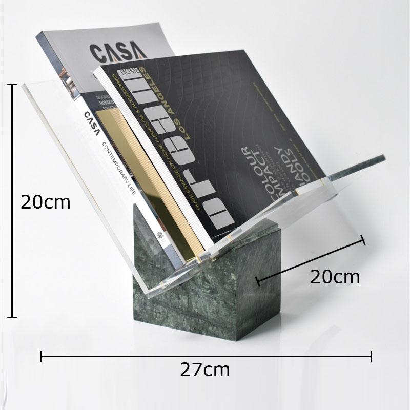Minimalist Acrylic Transparent Bookshelf File Book Organizer Shelves Marble Base Magazine Holder Book Rack Modern Home Decor