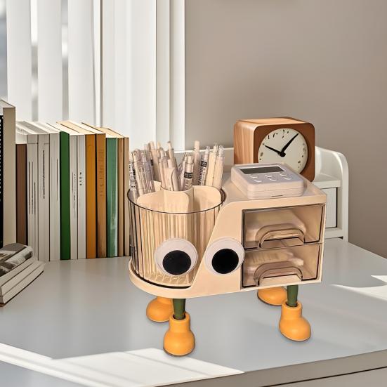 Yousheng Pencil Holder Large Capacity 360 Degree Rotating Desk Organizer Multi-Layer Zoning Storage Solution for Pens Rulers Scissors Office Desktop