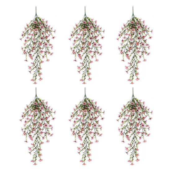 1/2/3/6Pcs Hanging Artificial Violet Flower UV Resistant Realistic Fake Flower Wedding Party Indoor Outdoor Garden Wall Hanging Faux Flower Decoration