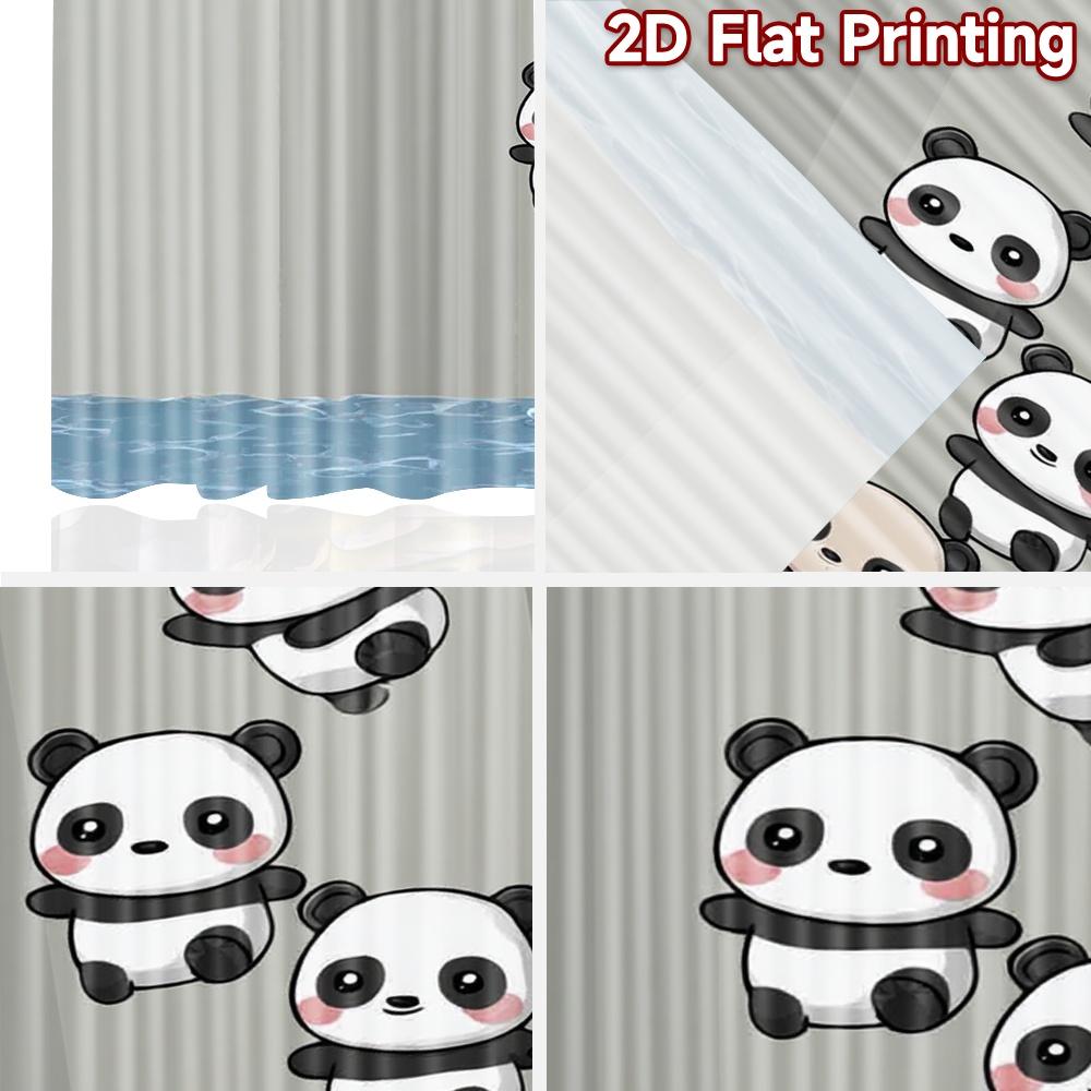2D flat printing 2pcs Curtain Window Treatment Curtains Cute Pandas Diving Playfully Digital Printed Polyester Drapes Party