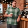 Men's Big Size Polo Shirt Short Sleeve Breathable Golf Shirt Casual Workwear Collared Button Up Shirt with Checkered Print