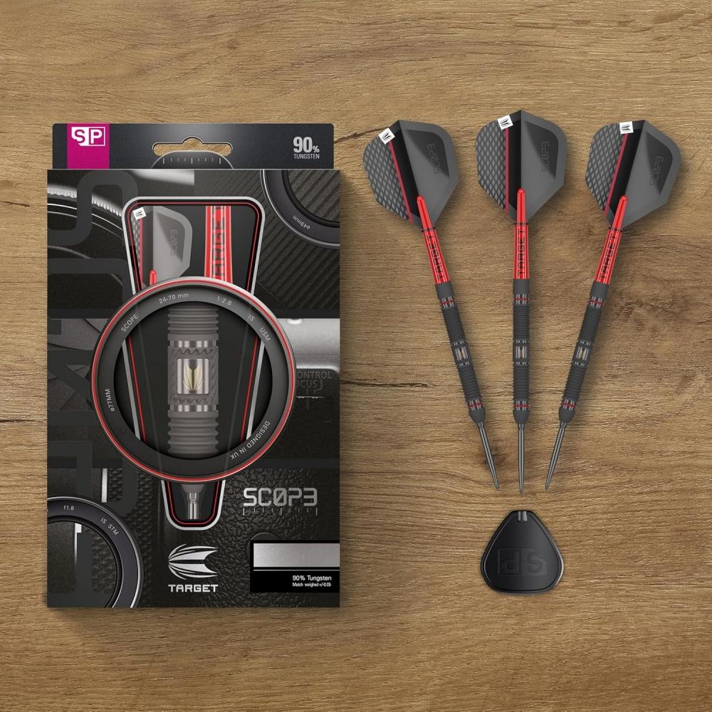 Target Darts Scope Steel Tip Darts Set Red   Black Darts  Swiss Point   Tools 21