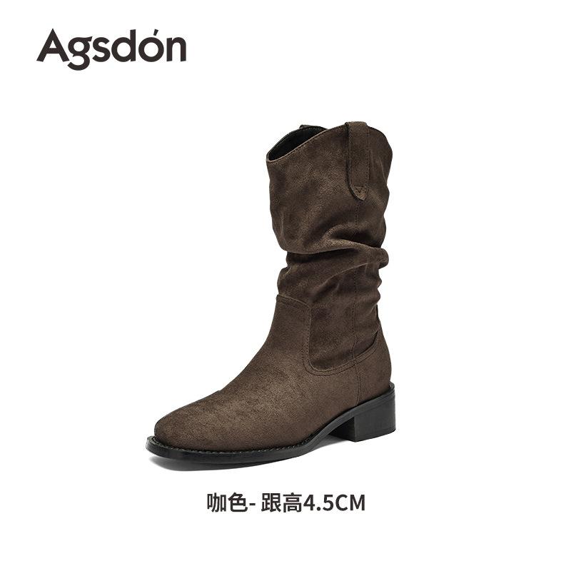 Pile Boots New Autumn and Winter Maillard Western Cowboy Short Boots Medium Tube British Martin Boots