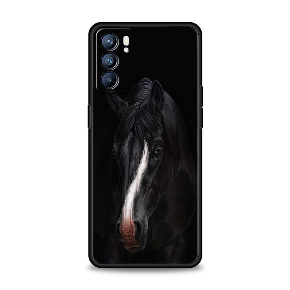 Animal Horse Phone Case For Oppo A17 A31 A54 A57 A78 A79 A98 Find X5 X6 Reno 6 7 8 10 11 12 13 F Pro 5G Soft TPU Cover Funda Bag