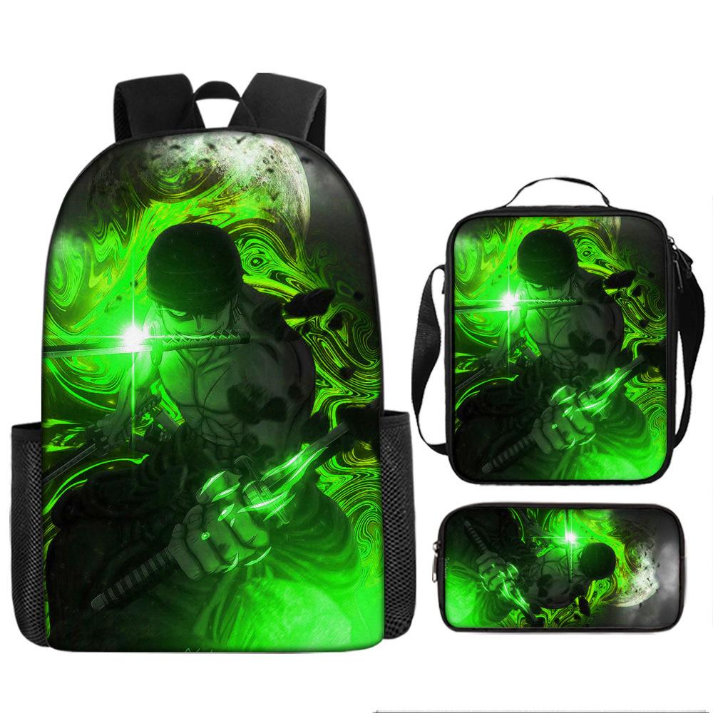 One Piece Cartoon Anime Rucksack Leichte Ergonomische Schultasche für Grundschüler Umhängetasche Federmäppchen Set