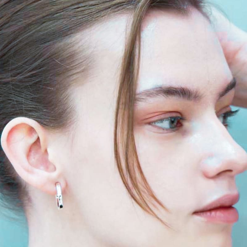 dfarbe 925 silver turquoise double-sided crystal hoop earrings