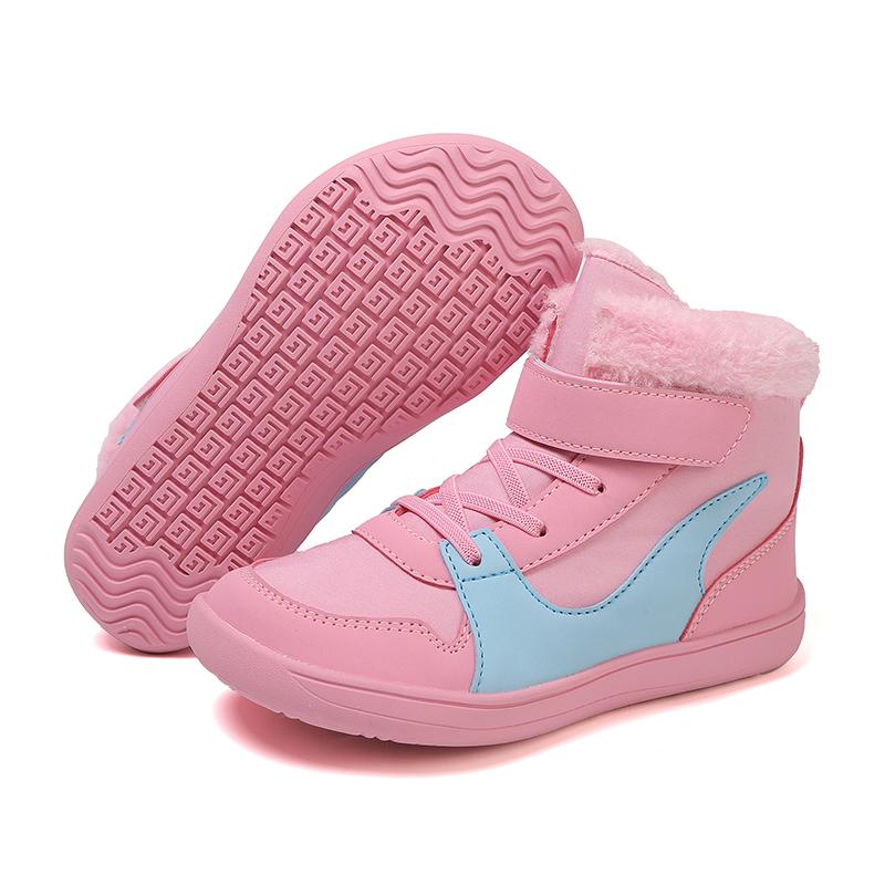 Kids Snow Boots Plush Cotton Shoes Child Winter Walking Shoes Anti-slip Ankle Boots Boys Girls Plush Hiking Shoes Winter Boots