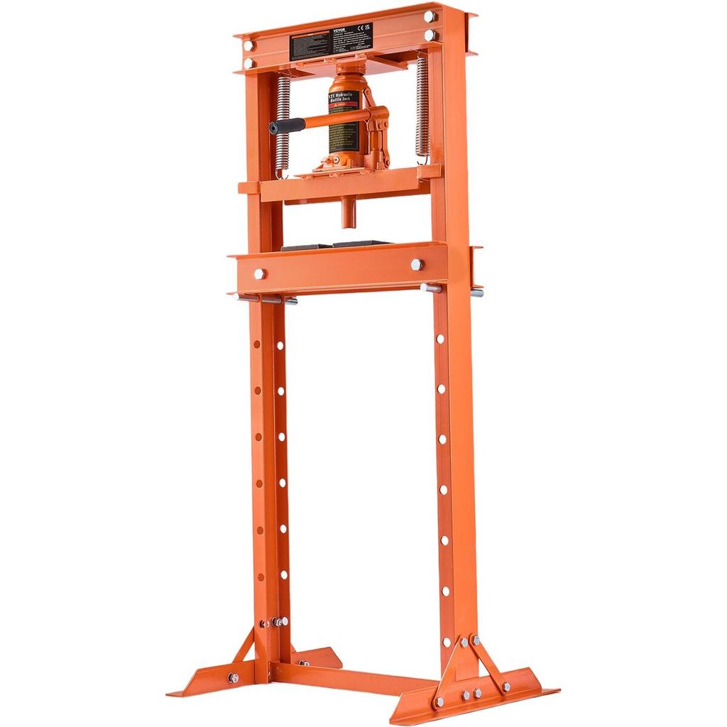 Hydraulic, 12 Ton H-Frame Floor, Stamping Plates, Adjustable Working Table Height for Bending or Straightening Metal, Garages, or Homes Shop Press,