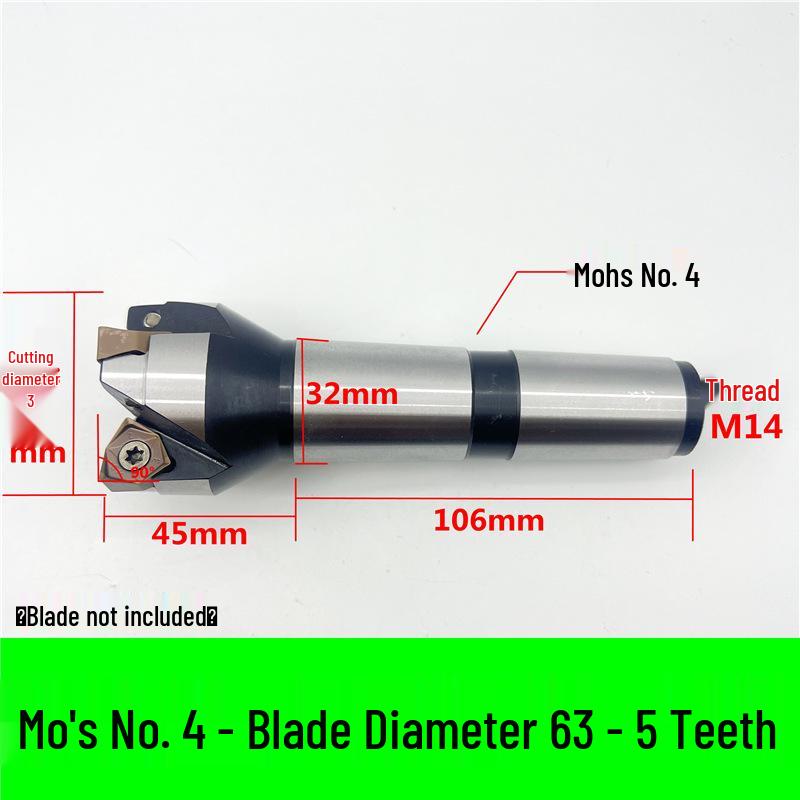 MFWN90 High-Speed Hexagonal Heavy Cutting Milling Cutter with Double-Sided Insert, Morse Taper 4 Turret R8