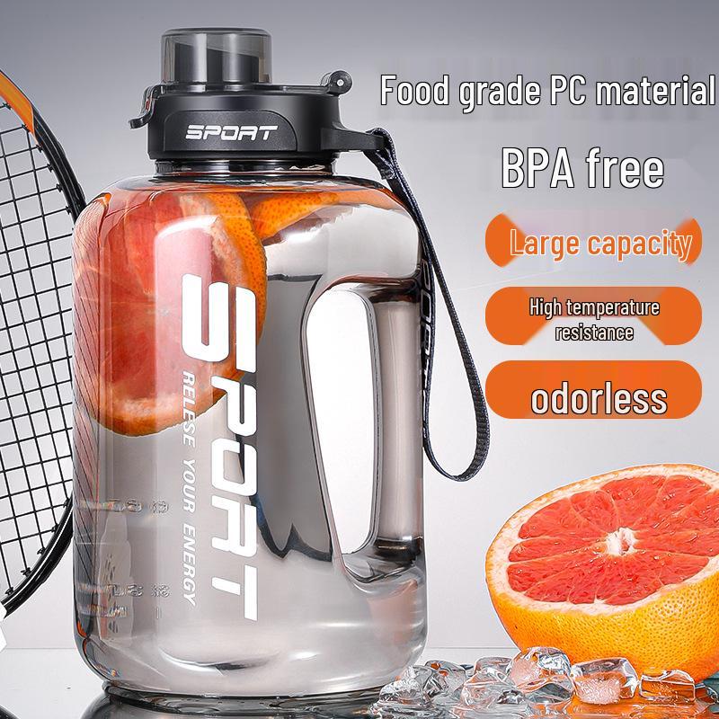 Viral Fitness Große Wasserflasche mit Strohhalm - Hitzebeständiger Kunststoff