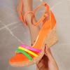 Fashion Narrow Band Mixed Color Platform Sandals Women Ankle Strap Pointed Toe Slide Sandals Fashion Sexy Buckle Non-slip Wedges Sandals