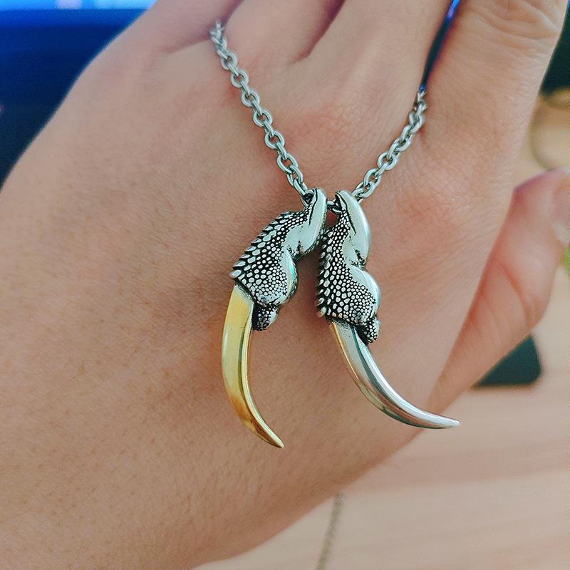 New Style Stylish Hip Hop Handsome Mens Silver Dragon Claw Pendant Necklace