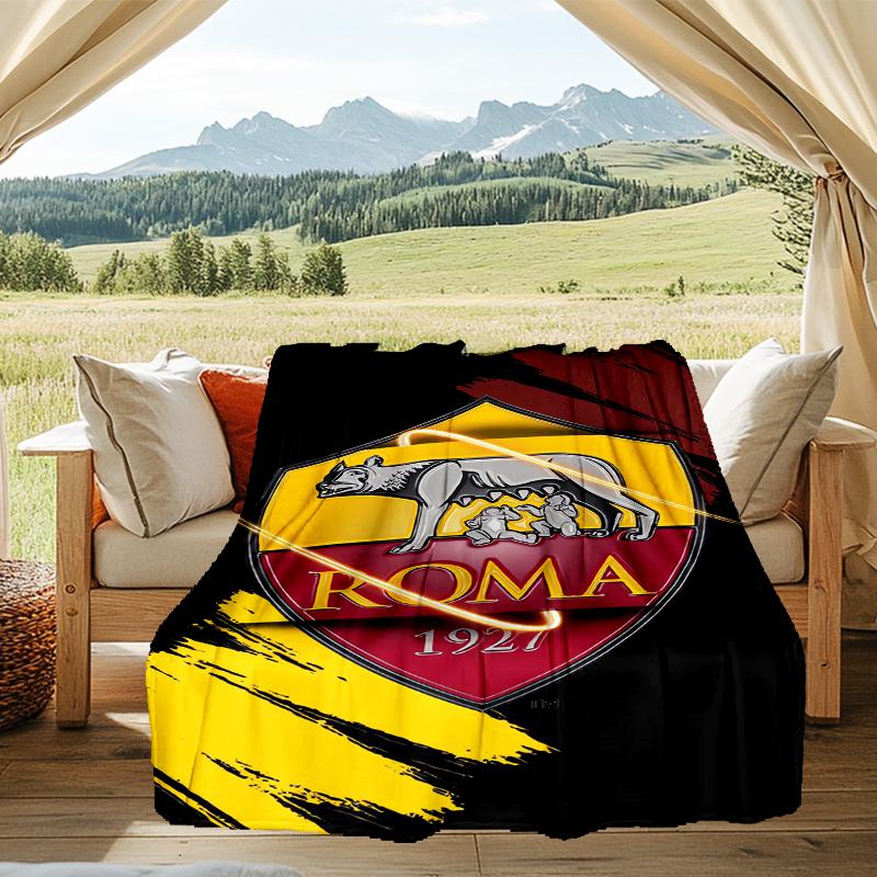 1pz Coperta Morbida in Flanella Stampata Club di Calcio Lupa di Roma per Camera da Letto Adulti Soggiorno Divano Campeggio Viaggio Regali per Fan Regali di Natale