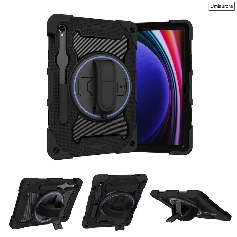 For Samsung Tab S7 S8 S9 FE Plus S10 Ultra SM-X920 12.4" SM-X820 X610 X520 Shockproof Stand Strap Tablet Case Rugged Cover Funda
