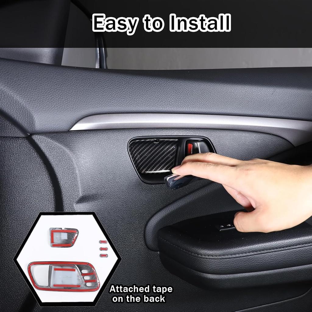 Inner Door Handle Bowl Cover Trim for Honda Pilot 2016-2022, 4PCS ABS Material Car Interior Door Bowl Frame Protector Accessories (Carbon Fiber