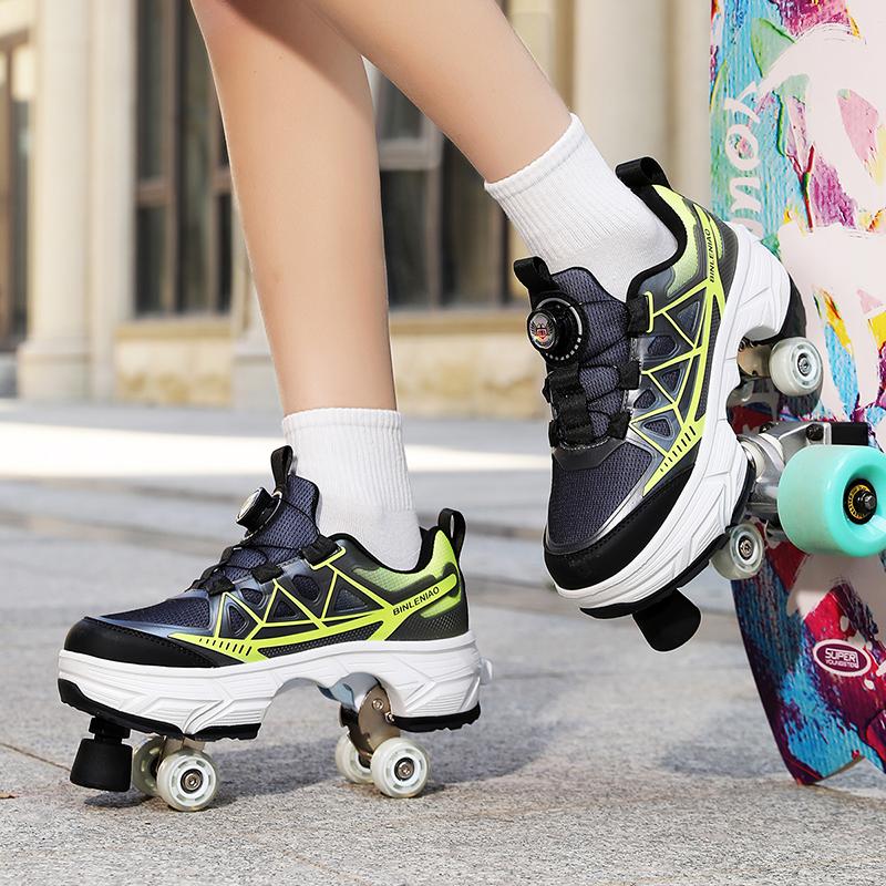 Kids/ Mens Four-wheel Deformed Walking Shoes Men's/Women's Roller Skates Children's Skates Boys'/ Girls' Sports Shoes