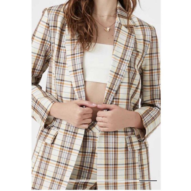 

Fall Export New Arrival Long Sleeves Versatile Lattice Commuting Fashion Casual Elegance Retro Minimalist Suit Coat Shorts Gingham Suit L