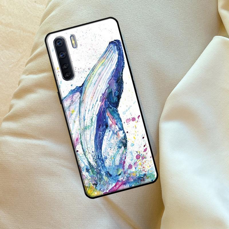 Whale Fish Wave Sea Case For Oppo A17 A94 A74 A54 A60 A40 A80 A16 A76 A96 A98 A58 A78 A18 A38 A57 A15 A5 A6 Pro