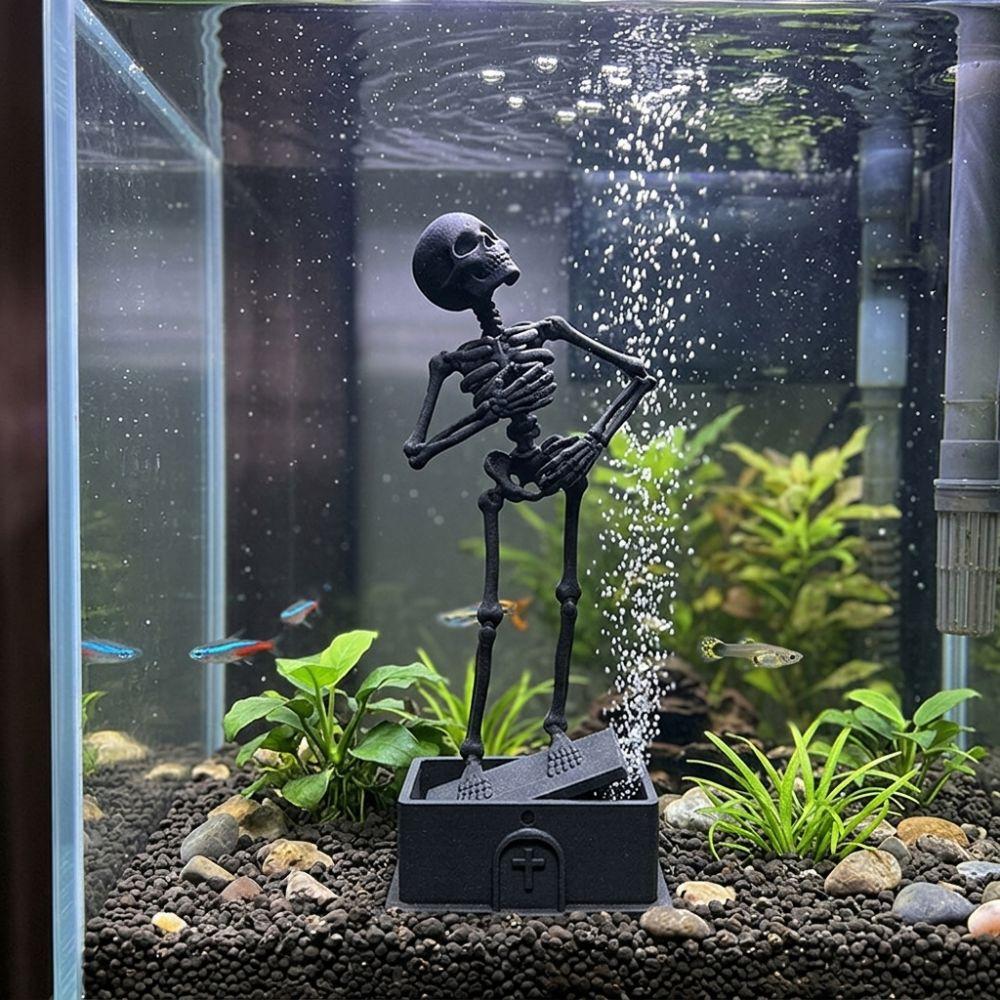 Luminous Fish Tank Dance Skull Bubbler Movable Skeleton Fish Tank Bubbler Aquatic Products
